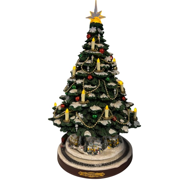 Thomas Kinkade The Heart of Christmas Tree Rotating Train Moves NO MUSIC - Picture 1 of 14